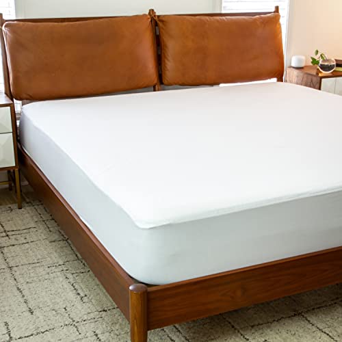 Flash Furniture Capri Comfortable Sleep Premium Fitted Waterproof, Vinyl Free Mattress Protector - Comfortable, Breathable, Quiet, Quilted Fabric Protection - King White