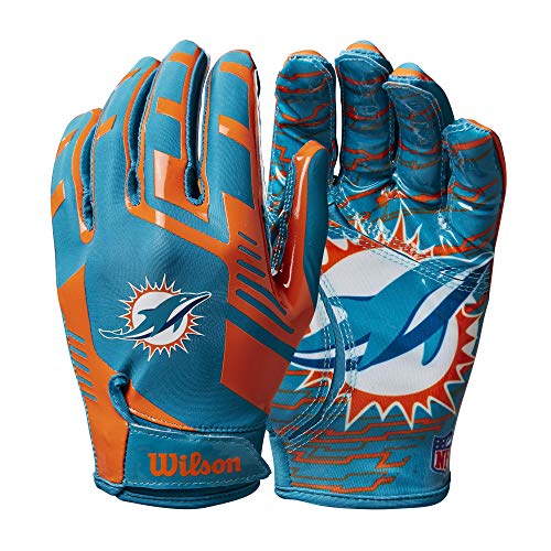 Wilson NFL Stretch Fit Football Gloves - Youth, Miami Dolphins