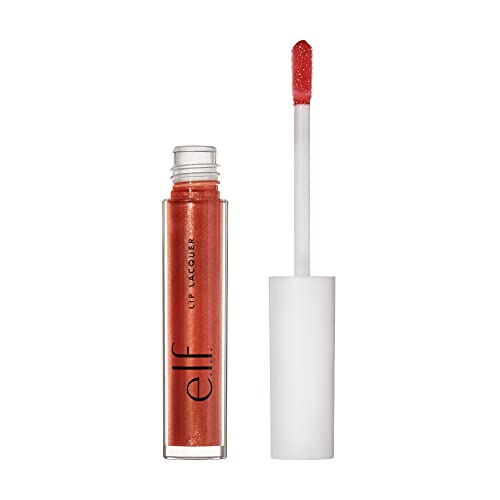 e.l.f. Lip Lacquer, Nourishing, Non-Sticky Ultra-Shine Lip Gloss With Sheer Color, Infused With Vitamins A & E, Vegan & Cruelty-Free, Mauve Glitz