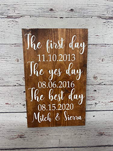 Personalized Wedding Date Sign Save The Date Last Name Wooden Rustic Country First Day Yes Day Best Day Engagement Present for Her