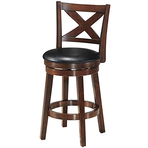 COSTWAY Bar Stools, Counter Height Dining Chair, Fabric Upholstered 360 Degree Swivel, PVC Cushioned Seat, Perfect for Dining and Living Room (Height23.5)