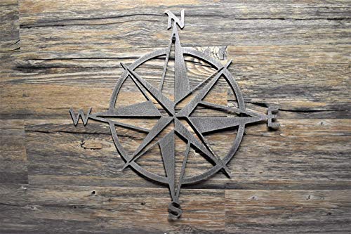 16" to 30" Nautical Star Compass Steel Wall Decor hanging art, Made in U.S.A. Various finishes, sizes