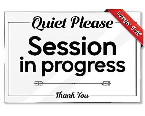 Airbnb Essentials for Hosts - Quiet Please Session - 4"x6" Acrylic Sign w/Mounting Tape - Please Knock Signs Rental Home Necessities - Great Please Do Not Disturb Door Sign for Office