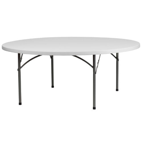 Flash Furniture 6-Foot Round Granite White Plastic Folding Table