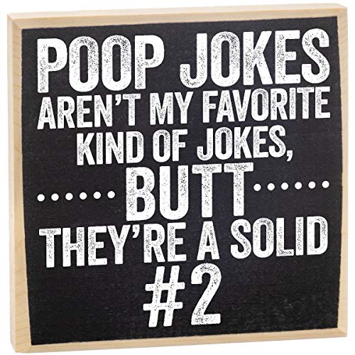 Poop Jokes - Cute Bathroom Signs Decor Farmhouse - Rustic Wooden Sign - Farmhouse Bathroom Decor, Funny Bathroom Signs Wooden - Perfect Small Bathroom Signs Decor, Restroom Decor