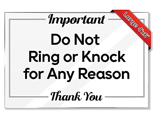 Airbnb Essentials for Hosts - Do Not Knock or Ring Doorbell - 4"x6" Acrylic Sign w/Mounting Tape - Do Not Ring Doorbell Sign Rental Home Necessities - Baby Sleeping Sign for Front Door Do Not Disturb