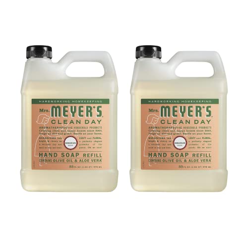 Mrs. Meyer's Hand Soap Refill, Made with Essential Oils, Biodegradable Formula, Geranium, 33 Fl. Oz - Pack Of 2