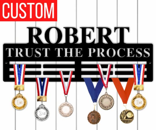 Custom Medal Hanger Holder Display, Personalized Medal Holder, Custom Metal Holder, Metal Medal Holder, Custon Name Metal Medal Holder (12" Wide)