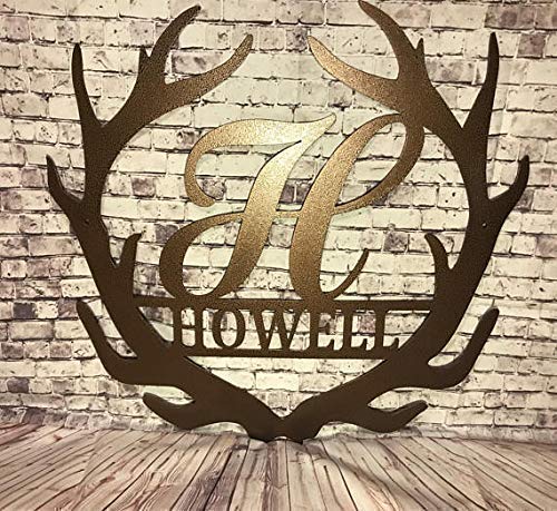 Antler Monogram sign Personalized Metal Monogram, Wedding Gift. Family Name Sign, Outdoor Name Sign, Anniversary, Last Name Sign,Front Door