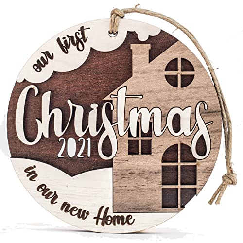 Our First 1st Christmas Ornament in New Home apartment 4" 3D eye-catching Design Handmade 2021 Xmas Gift Shop