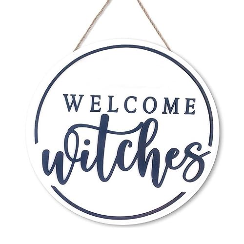 Halloween Decorations Happy Halloween,Welcome Wilches, Hanging Halloween DecorationsWelcome Sign Halloween Door Wall Decor Wall Sign Plaque for Halloween Party (Design-126B)