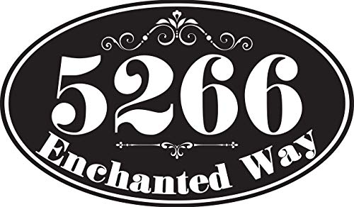 Personalized House Number Sign - Oval Shaped House Number for Outside, Custom Address Numbers Street Name Yard Plaque Sign, Great Housewarming Gift, Black and White Metal Outdoor Signage