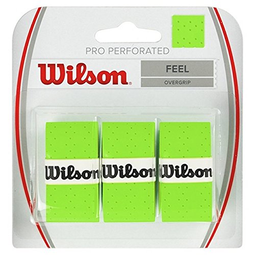 WILSON Pro Overgrip Perforated 3 Pack - Tennis - Badminton - Squash (Green)