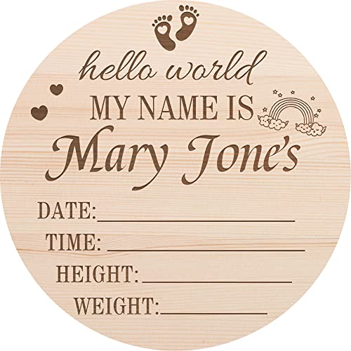 Baby Birth Announcement Sign for Hospital - Baby Name Signs for Nursery Boy Girl Personalized Newborn Announcement sign - Hello World Newborn Sign for Baby Shower Gift for Nursery