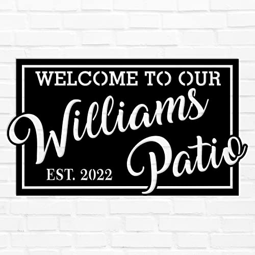 Personalized Patio Signs Patio Wall Decor Custom Pool Signs and Decor Outdoor Welcome to Our Backyard Bar and Grill Sign Backyard Metal Sign Personalized Outdoor Signs for Patio Housewarming Gift