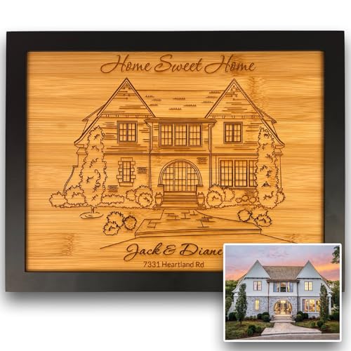 Custom House Drawing - Personalized Home Portrait - Real Estate Gift - Realtor Closing Gift - Housewarming Gift - Hand Drawn and Engraved on Beautiful Bamboo