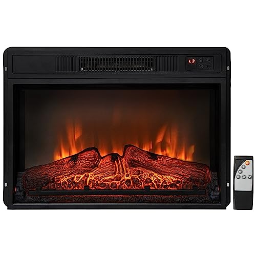 COSTWAY Electric Fireplace Insert 23-inch Wide, 1400W Recessed Fireplace Heater with Remote Control, 3 LED Flame Effects, 6H Timer, Electric Fireplace for Bedroom Home Office Indoor Use, Black