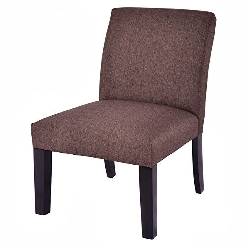 Costway Fabric Wood Armless Slipper Dining Sofa Chair Upholstered Living Room Furniture