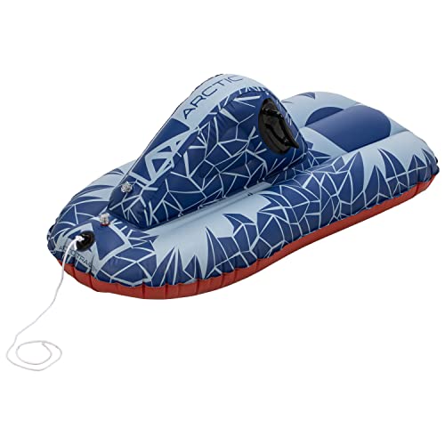 Arctic Trails Inflatable Snowmobile Sled - Kids Winter Toy for Sledding - Blow Up Snowmobile Style Sled Tube for Kids Age 6+ - Heavy Duty PVC Inflatable Kids Sled with Pull Rope