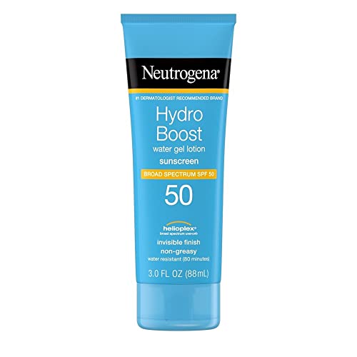 Neutrogena Hydro Boost Moisturizing Water Gel Sunscreen Lotion with Broad Spectrum SPF 50, Water-Resistant & Non-Greasy Hydrating Sunscreen Lotion, Oil-Free, 3 fl. oz