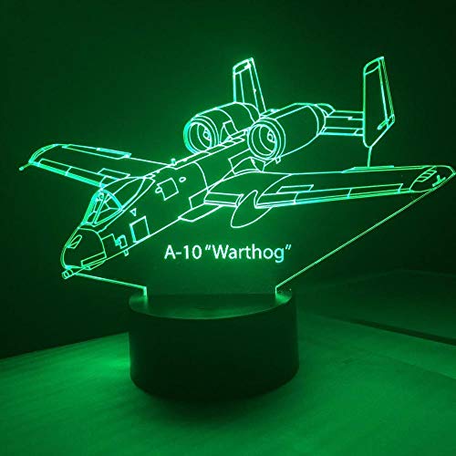 3D Night Light for Boys,Warthog Airplane Nightlights LED Optical Illusion Lampara Lighting Home Decoration Creative LED Lamps for Birthday/Xmas Gift