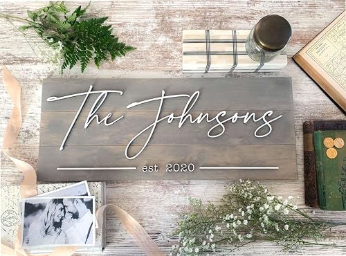 Signature Last Name Sign With Wedding Year, Personalized Wedding Gifts, Wedding Shower Gifts, Unique Anniversary Gifts for Men and Women, Birthday Gifts For Her, Gift for Grandma