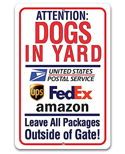 Delivery Sign for Package and Box Deliveries - Leave All Packages Outside - Directional Deliveries Sign, Porch and Yard Outdoor Signage, Large 8x12 Aluminum Safe for Use Indoors or Outdoors