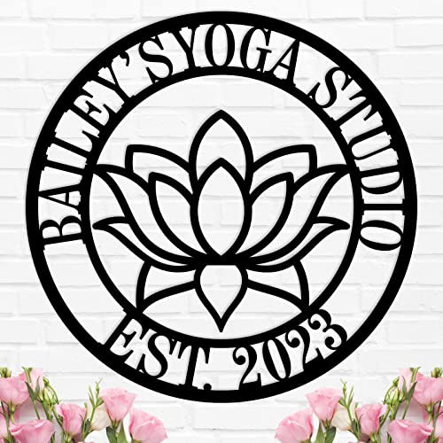 Personalized Lotus Flower sign, Custom Yoga Studio Decor, Personalized Lotus Wall Art