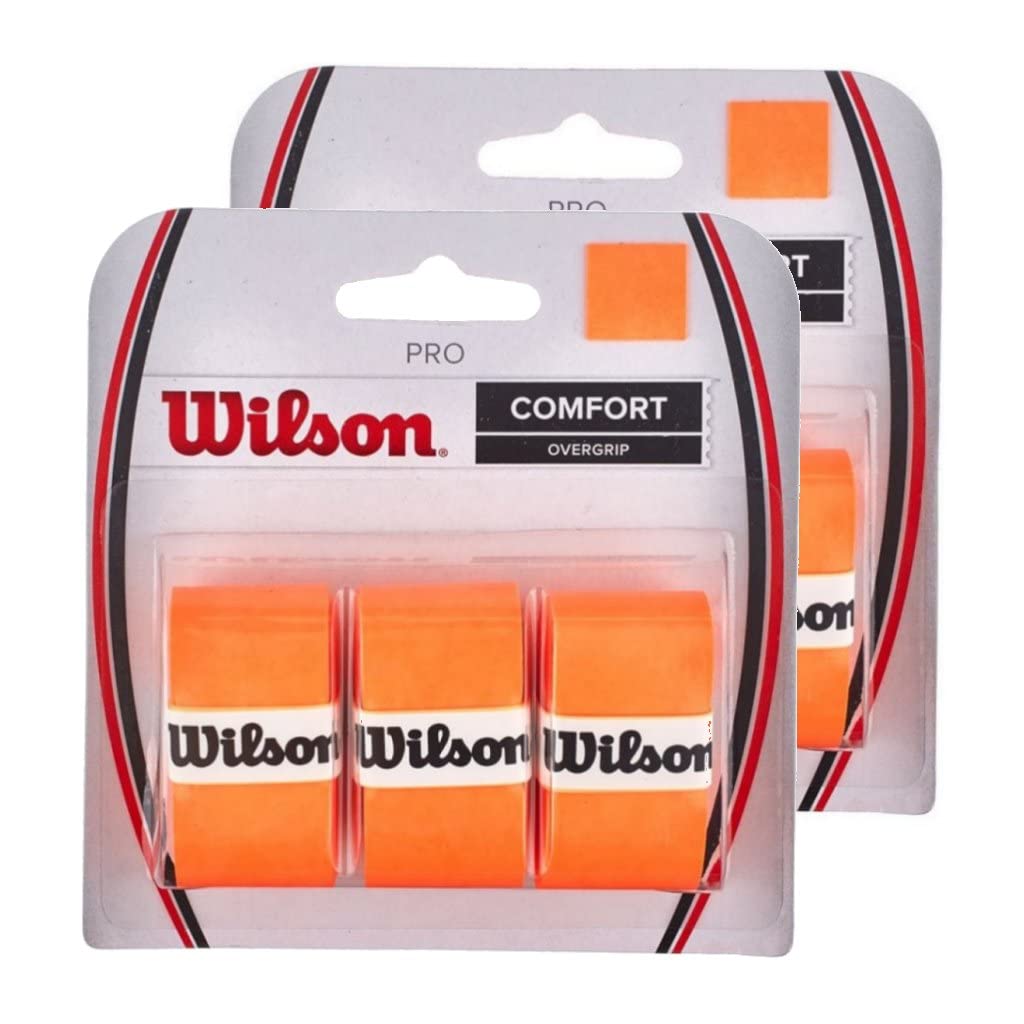 2 of Wilson Pro Overgrip Comfort 3 Packs (Total 6 Strips of overgrip) - Burn Orange