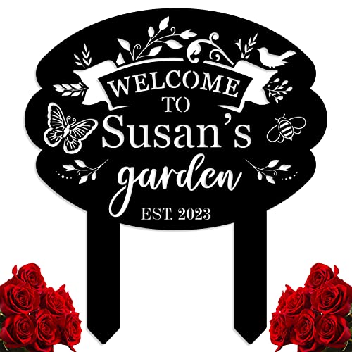 Personalized Welcome To Garden Metal Sign, Custom Garden Sign With Stake, Garden Decor For Outside, Garden Signs For Vegetable, Personalized Garden Sign, Funny Garden Signs