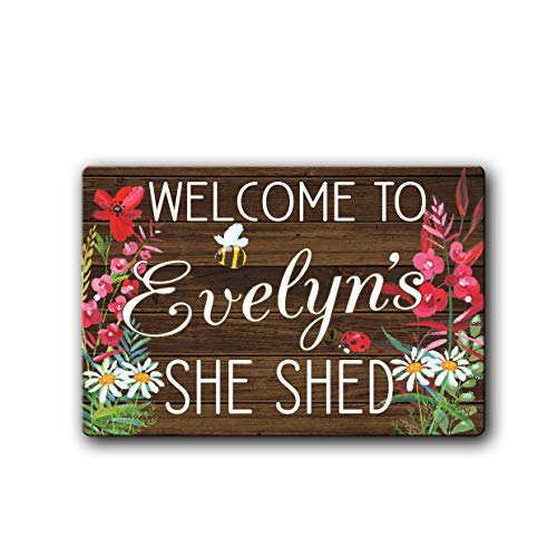 She Shed personalized wildflower floral rustic styled Metal Sign