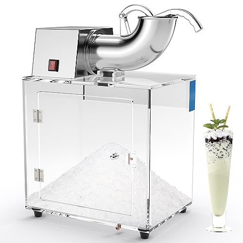 COSTWAY Commercial Shaved Ice Machine, 440 Lbs/H Stainless Steel Ice Crusher with Safety On/Off Switch, Dual Blades, 11.6-Gallon Acrylic Storage Box, Electric Snow Cone Maker for Home Bar, 200W