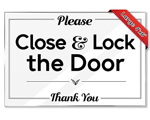 Airbnb Essentials For Hosts - Close & Lock Door - 4"x6" Acrylic Sign w/Mounting Tape - Please Close Door Sign - Rental Home Necessities & Turn Off The Lights Sign - Reminder To Lock The Door Sign