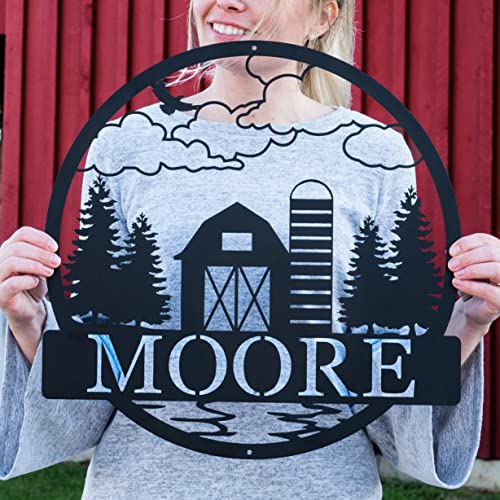 Farmhouse Decor | Barn Outdoor Sign | Custom Metal Farm Sign | Barn Ranch Sign | Family Name Sign | Personalized Wedding Gift | Farm Address Sign | Metal Wall Art | Pole Barn Sign