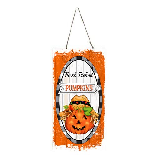 Twisted R Design Halloween Wood Sign Home Decor Art Accessories Signs Wall Hanging Living Room Kitchen Wall Decor Funny SIgn (10 x5 inches, Fresh Picked Pumpkin Jack o Lantern)