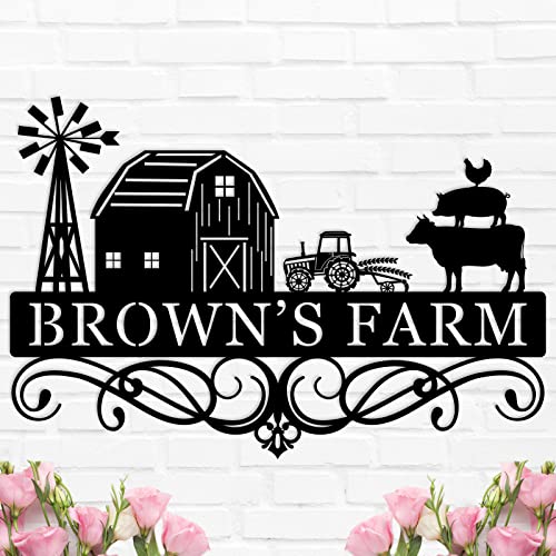 Personalized Farm Metal Sign, Custom Name Metal Monogram Sign, Personalized Farmhouse Decor, Custom Farm Decor