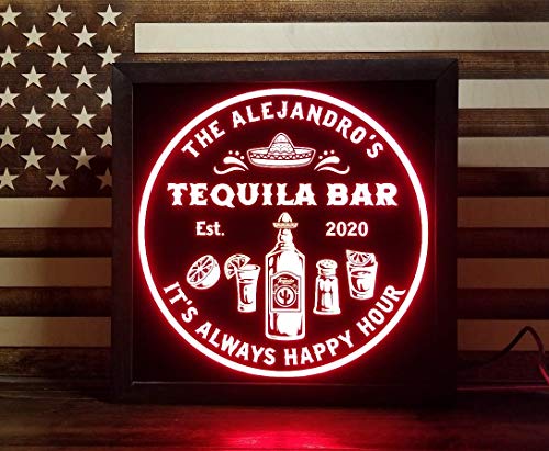 Tequila - Custom Beer Led Signs - cold beer sign - Whiskey led sign - man cave – Personalized - Bar Name – Beer Led Signs - Lights – Beer Sign – Whiskey Sign - 12 x 12 Inches