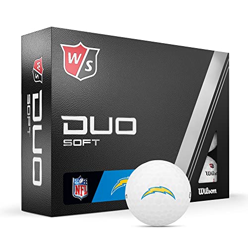 WILSON Staff 2023 Duo Soft NFL Golf Balls - 12 Balls, White, Los Angeles Chargers