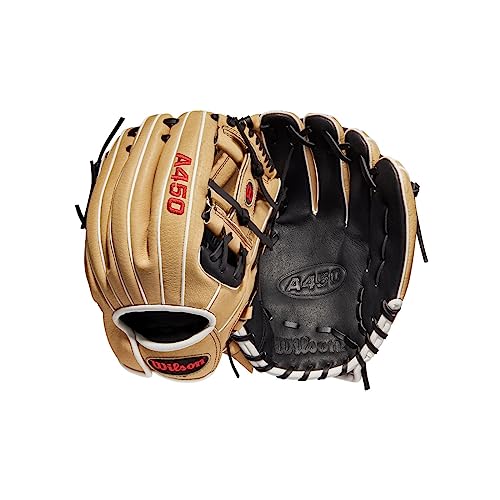 Wilson 2022 A450 11" Infield Baseball Glove - Black/Red, Left Hand Throw