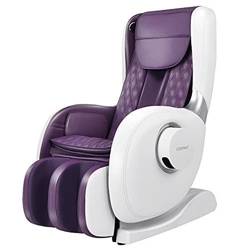 COSTWAY Massage Chair Recliner with Zero Gravity, Full Body Shiatsu Adjustable Massage with Hand Massage Box, No Assembly, SL Track, Heat Therapy, Speaker, Air Bag Massage, Short-Cut Key, Purple