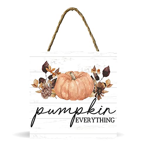 Pumpkin Everything Fall Coffee Bar Funny Decorative String Sign Autumn Pumpkin Lover Hanging Sign Rustic Plaque Door Hanger Front Porch Garden Kitchen Farmhouse Motivational Wall Sign