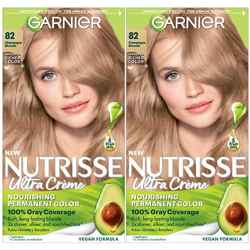 Garnier Hair Color Nutrisse Nourishing Creme, 82 Champagne Blonde (Champagne Fizz) Permanent Hair Dye, 2 Count (Packaging May Vary)