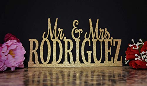 Custom Mr and Mrs sign for Sweetheart table Personalized Wedding Decor - Wedding Name Sign ALL CAPS FONT