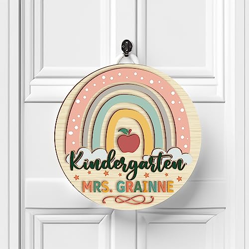 Personalized Teacher Name Door Sign 8" 10" 12" 14", Teacher Gifts, Teacher Back To School Gift, Classroom Door Hanger, Teacher Sign, Classroom Welcome Sign (113)