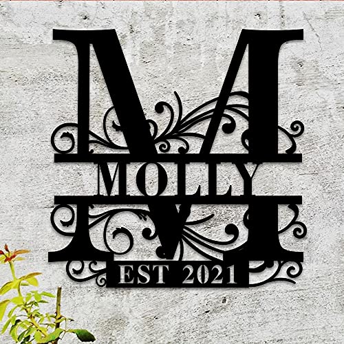 ZLOOREE Personalized Last Name Metal Signs Split Letter Monogram Sign Personalized Metal Sign Custom Name Sign Family Name Sign Metal Wall Art Split Personalized Wedding Gift Monogram