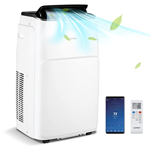 COSTWAY 13,000 BTU Portable Air Conditioner, Smart WiFi Enabled AC with App & Voice Control, with Cool, Fan, Heat & Dehumidifier, Sleep Mode, 24H Timer, Remote Control & Window Kit