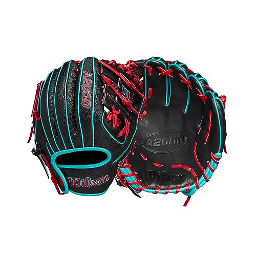 WILSON 2024 A2000 PF11SS 11” Infield Baseball Glove - Right Hand Throw, Black/Teal/Red