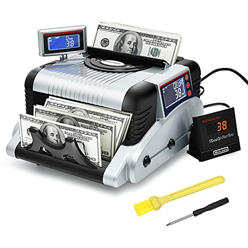 COSTWAY Money Counter, 1,000+ Notes Per Minute, Bill Cash Counting Machine with 3 Screens and 5 Modes, UV/MG/IR/MT Counterfeit Bill Detection, Not Count Value of Bills