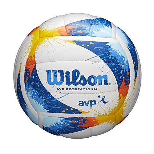 Wilson AVP Splatter Paint Volleyball - Official Size, Blue/White/ Yellow