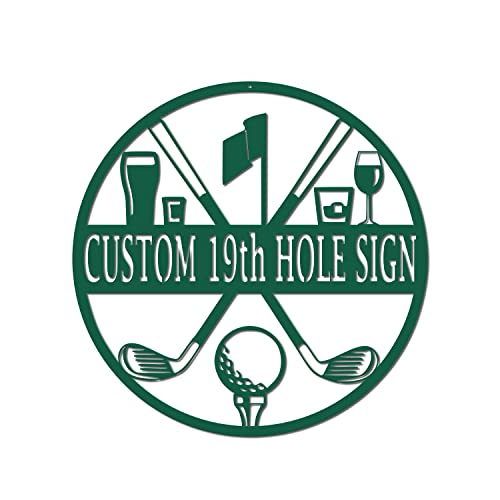 19th Hole Custom Golf Sign (15" W x 15" H, Green)